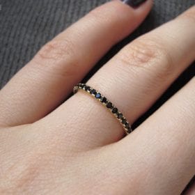 Sale - Stackable Black Eternity Ring, Black Stones Infinty Ring