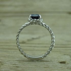 Sapphire Engagement Ring, Cushion Sapphire Braided Rope Engagement Ring