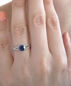 Sapphire Engagement Ring, Cushion Sapphire Braided Rope Engagement Ring