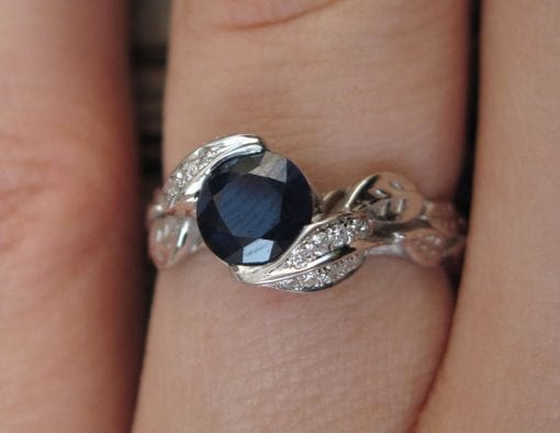 Sapphire Engagement Ring, Leaf Sapphire Engagement Ring