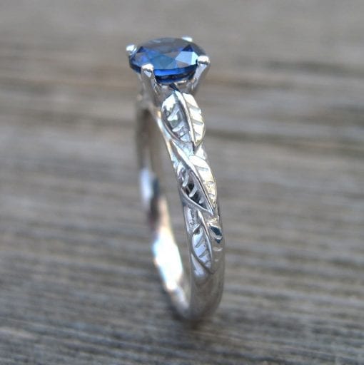 Sapphire Engagement Ring, Leaves Engagement Ring