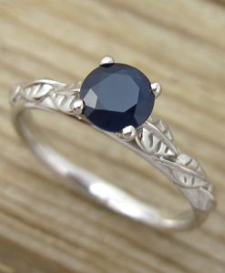 Sapphire Engagement Ring, Leaves Engagement Ring