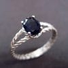 Sapphire Engagement Ring, Oval Sapphire Braided Rope Engagement Ring