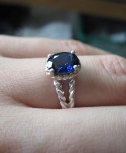 Sapphire Engagement Ring, Oval Sapphire Rope Engagement Ring