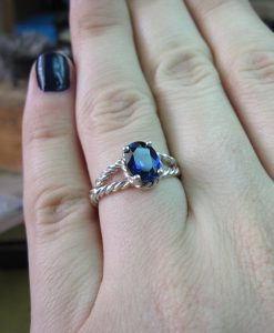 Sapphire Engagement Ring, Oval Sapphire Rope Engagement Ring