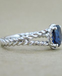 Sapphire Engagement Ring, Oval Sapphire Rope Engagement Ring