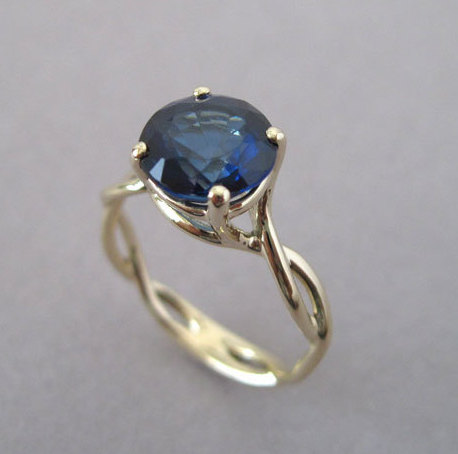 Sapphire Infinity Engagement Ring, Blue Gemstone Engagement Ring