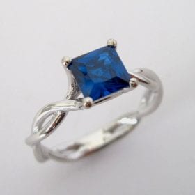 Sapphire Infinity Engagement Ring, Square Sapphire Engagement Ring