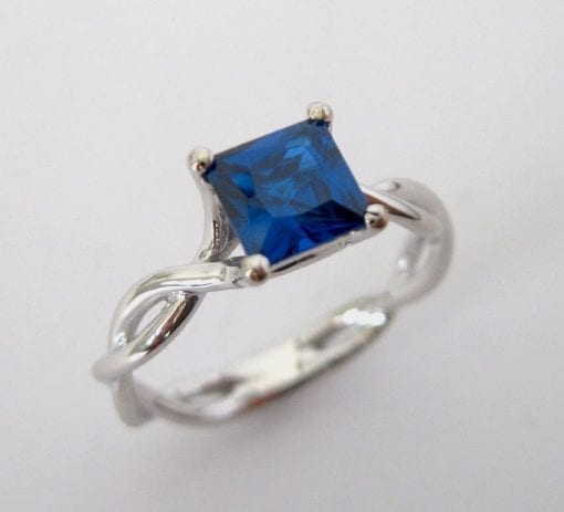 Sapphire Infinity Engagement Ring, Square Sapphire Engagement Ring