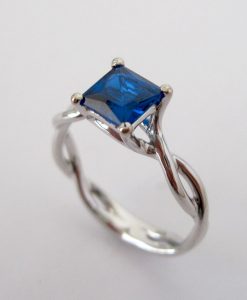 Sapphire Infinity Engagement Ring, Square Sapphire Engagement Ring