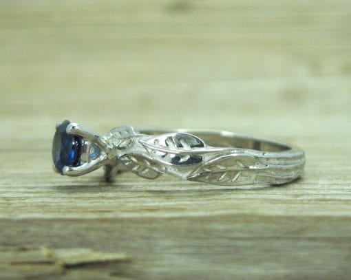 Sapphire Leaf Engagement Ring, Leaves Sapphire Engagement Ring