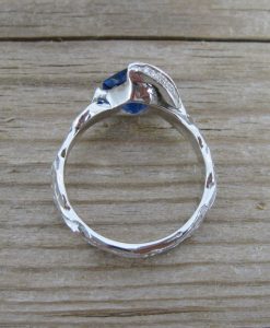 Sapphire Leaf Engagement Ring, Sapphire Engagement Ring