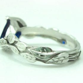 Sapphire Leaf Engagement Ring, Sapphire Engagement Ring