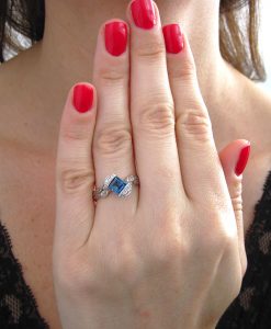 Sapphire Leaf Engagement Ring, Sapphire Engagement Ring
