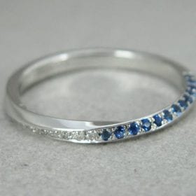 Sapphire mobius wedding ring, Diamond mobius ring
