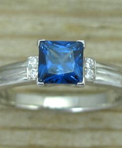 Sapphire Vintage Engagement Ring, Antique Sapphire Engagement Ring