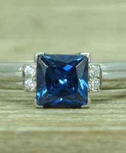 Sapphire Vintage Engagement Ring, Antique Sapphire Engagement Ring