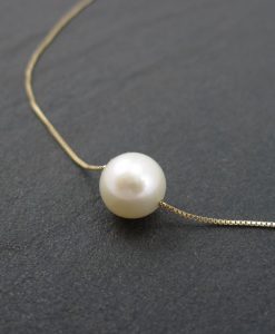 Single pearl gold necklace, Pearl gold necklace