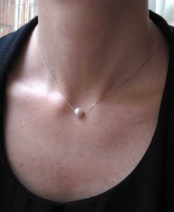 Single pearl gold necklace, Pearl gold necklace