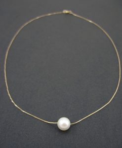 Single pearl gold necklace, Pearl gold necklace