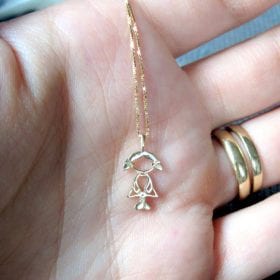 Sweet girl pendant - close to your heart - 14k solid gold, newborn