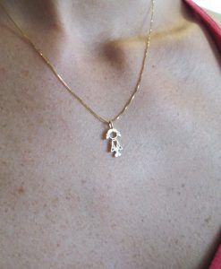Sweet girl pendant - close to your heart - 14k solid gold, newborn