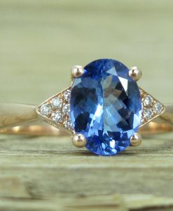 Tanzanite Engagement Ring, Rose Gold Antique Tanzanite Ring