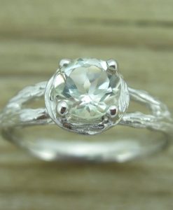 Twig Green Amethyst Engagement Ring, Natural Amethyst Engagement Ring