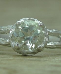 Twig Green Amethyst Engagement Ring, Natural Amethyst Engagement Ring
