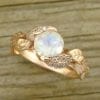 Unique Engagement Ring, Leaf Ring With Moonstone