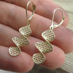 Weaved Gold Drop Earrings, Gold Hanging Earrings