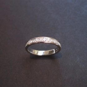 Wedding Eternity Diamond bend- Diamonds Go HALF Way, 14k Gold Wedding Ring With Diamonds