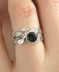 Wedding Set, Leaf Ring Set