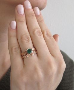 Wedding Set, Leaf Ring Set