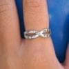 White gold infinity knot ring, Infinity ring with diamond
