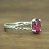 White Gold Ruby Engagement Ring, Twisted Rope Ruby Engagement Ring