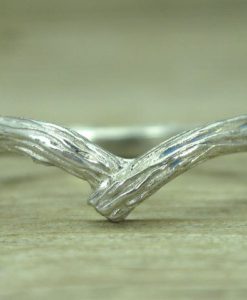 Wood wedding band, Bark wedding ring