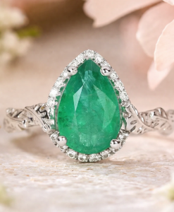 Emerald Pear Cut Engagement Ring