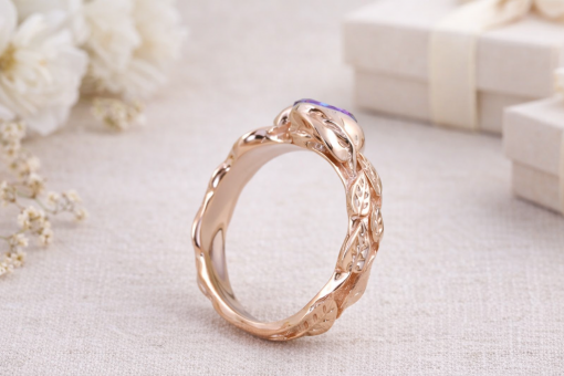 Rose Gold Mystic Topaz Gold Ring, Mystic Topaz Leaf 14k Gold Ring Rose Gold Mystic Topaz Gold Ring, Mystic Topaz Leaf 14k Gold Ring