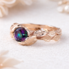 Rose Gold Mystic Topaz Gold Ring, Mystic Topaz Leaf 14k Gold Ring Rose Gold Mystic Topaz Gold Ring, Mystic Topaz Leaf 14k Gold Ring
