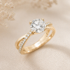 1 carat lab diamond engagement ring infinity knot band 14k yellow gold
