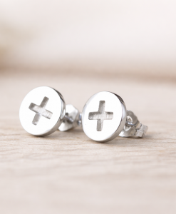 Phillips Screw Stud Earrings, White Gold Simple Stud Earrings