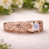 Rose gold moonstone ring, Nature inspired ring moonstone ring for him