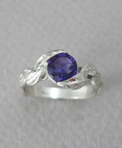 Amethyst Engagement Leaf Ring