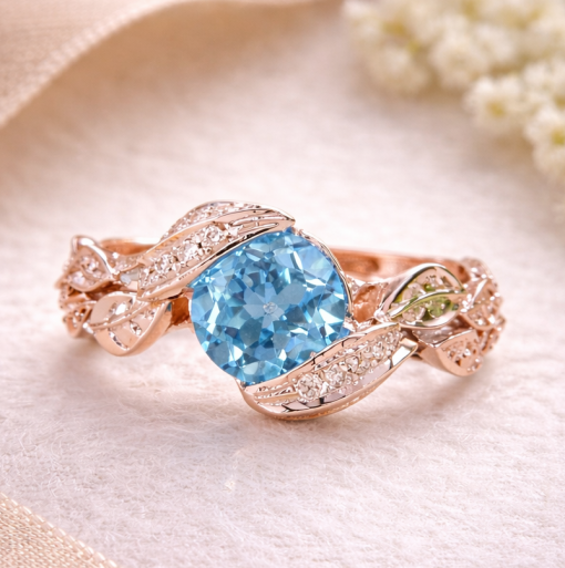 Blue Topaz Engagement Ring