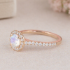 Diamond halo rainbow moonstone engagement ring, Diamond rose gold engagement ring diamond moonstone ring