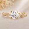 Diamond engagement ring solitaire with diamond band and prongs in solid 14k gold by Benati