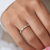 Opal Emerald Diamond Eternity Band, Thin Pave Multicolor Band