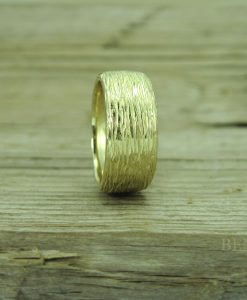 bark texture 14k gold wedding ring for men