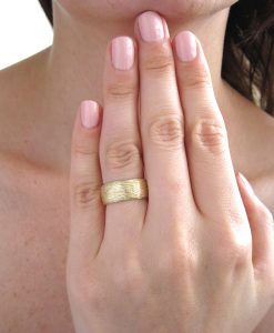 Wide Gold Wood Wedding Ring, 8mm Gold Twig Wedding Band - Image 6